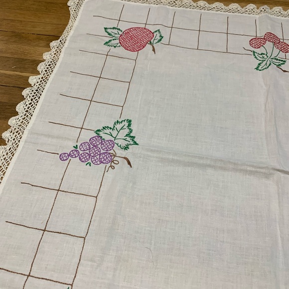 Vintage Table Cloth with Fruit Embroidery - Picture 6 of 6